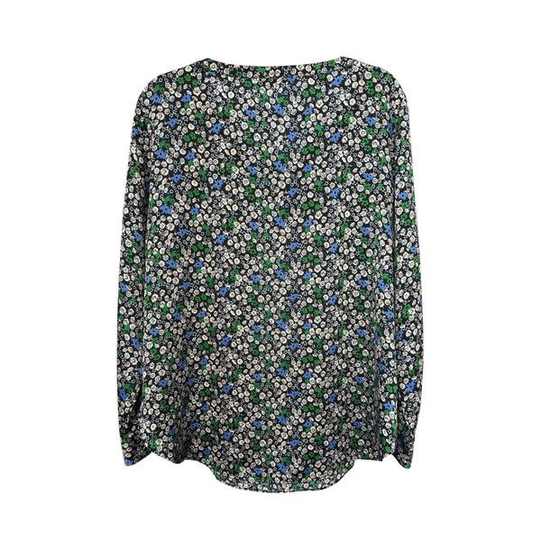 Banana Republic Petite Floral Soft Satin Perfect Tunic Top Blue Green Large‎ L - Image 2