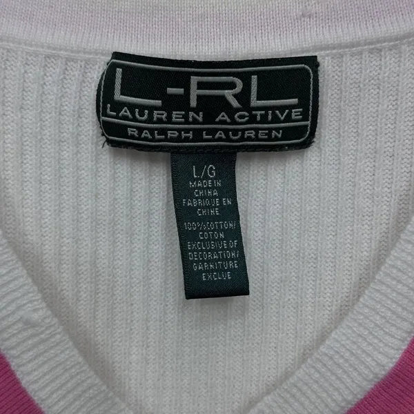 Vintage Lauren Ralph Lauren‎ Size Large Short Sleeve Sweater Preppy Tennis Y2K - Image 7