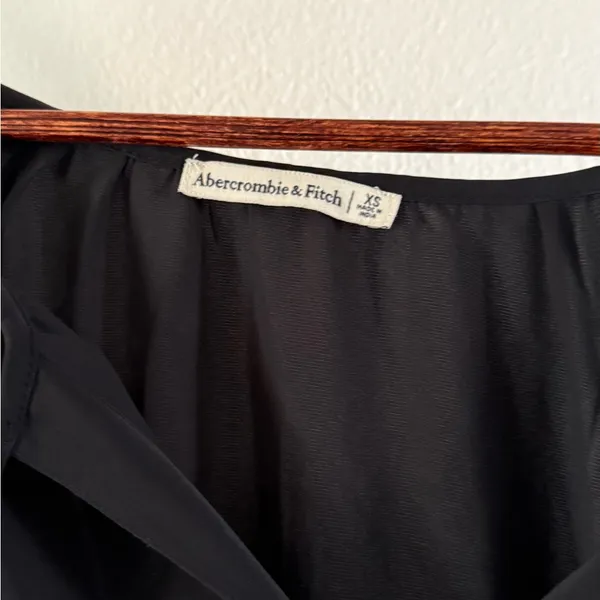 Abercrombie & Fitch Black Tie Front Blouse with Sailor Collar - Image 4