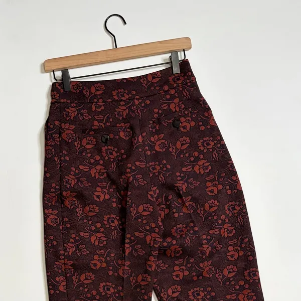 Anthropologie MAEVE Floral Jacquard High-Rise Trousers‎ Pants Tapered Office 2 - Image 9