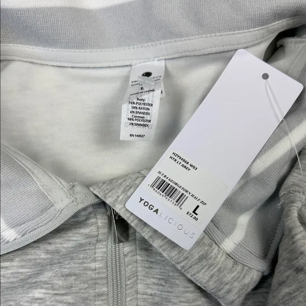 NWT Yogalicious Georgetown Scuba Half Zip Pullover Heather Gray Size Large - Image 5