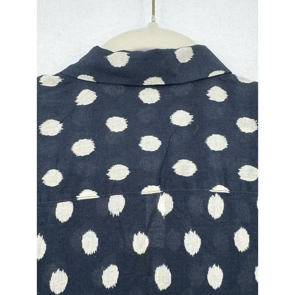 Madewell Navy Blue Polka Dot Cotton Button Front Shirt Coastal Preppy Size M NWT - Image 5