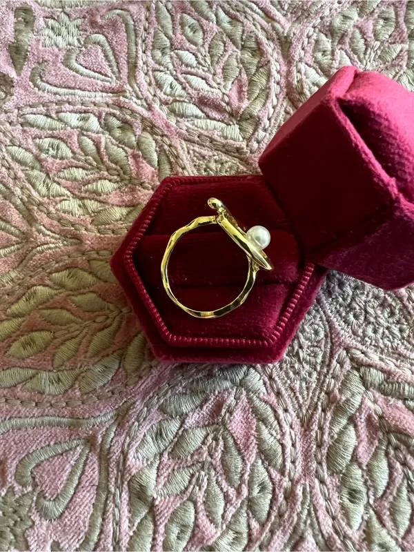 Gold Pearl Statement Ring - Image 3