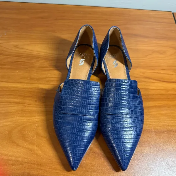 Franco Sarto Toby Medium Pointed Toe Loafers Animal Print Blue Navy d'Orsay | 7M - Image 4