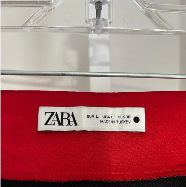 ZARA Red Satin Effect Mini Skirt High Waisted Skirt Curved Hem Womens Size Large - Image 5