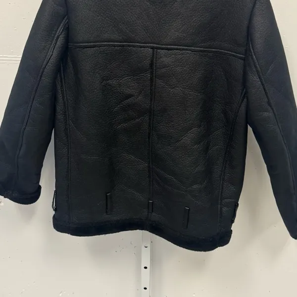 Zara‎ Blogger Favorite Faux Fur Oversized Moto Style Jacket Bomber Small Black - Image 9