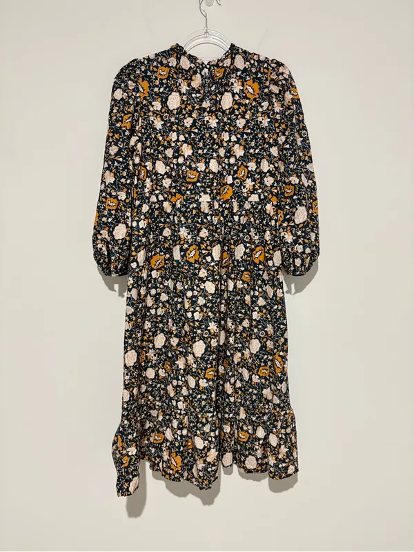 Universal thread long sleeve floral midi dress‎ blue orange size medium - Image 3
