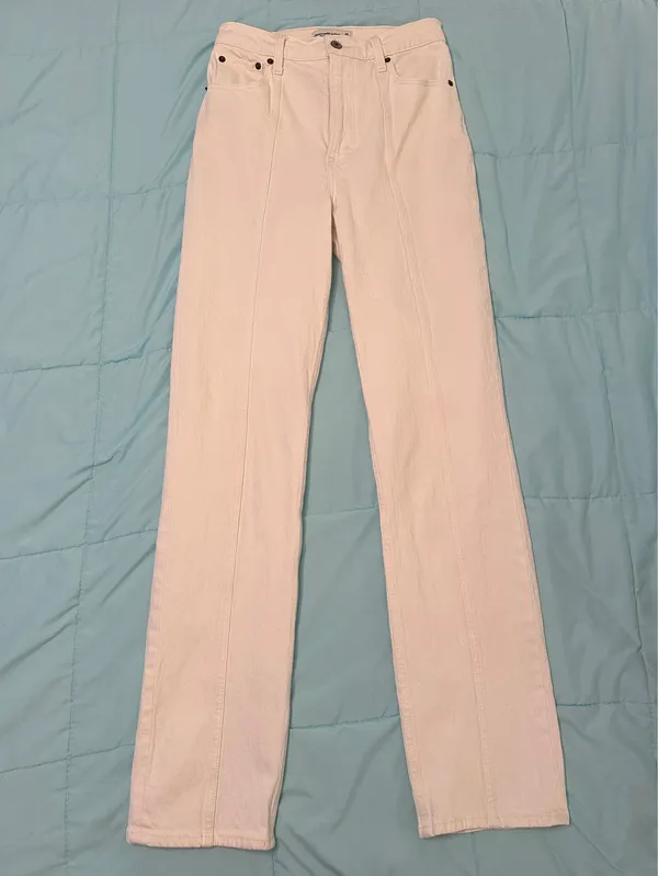 Abercrombie Ultra High Rise 90s Straight Jean Cream 25 Long - Image 4