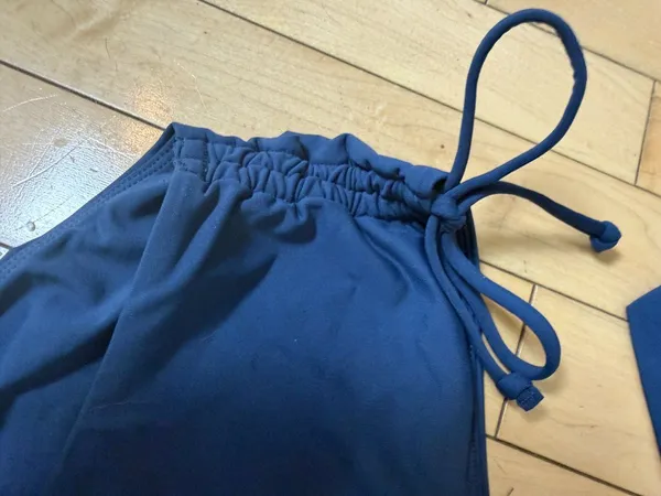 CRZ YOGA High Neck Tankini Top & Side Ruche Bikini Bottom Set Navy Blue Size S - Image 4