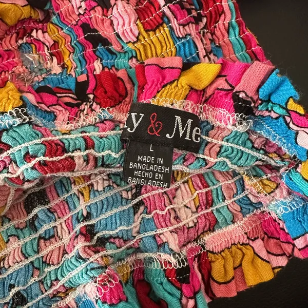 Colorful Abstract Print Crop Top Red Size L - Image 2