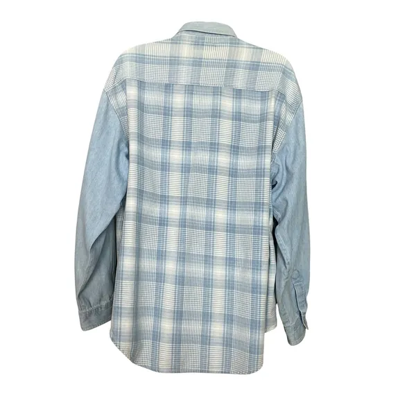 Vintage 90s Paris Sport Club Button Down Shirt FLAWS Women Large Plaid Grunge‎ - Image 2