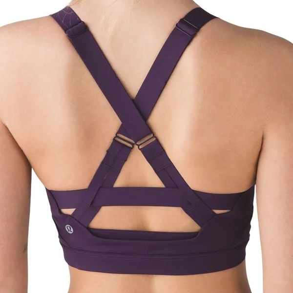 Lululemon Pure Practice Bra Deep‎ Zinfandel Purple Women 6 Luxtreme Strappy - Image 2
