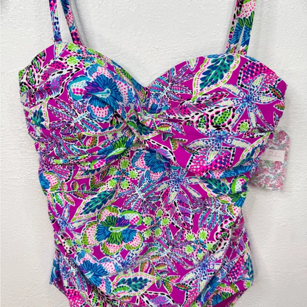 Stella Parker One Piece Swimsuit Womens Size L Purple Multicolor Floral - Image 3
