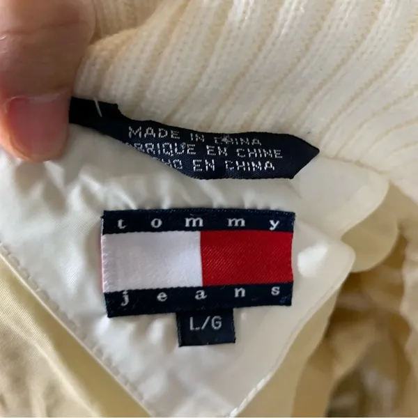 Vintage 90s Tommy Hilfiger Ski Team USA white puffer insulated jacket size large - Image 3