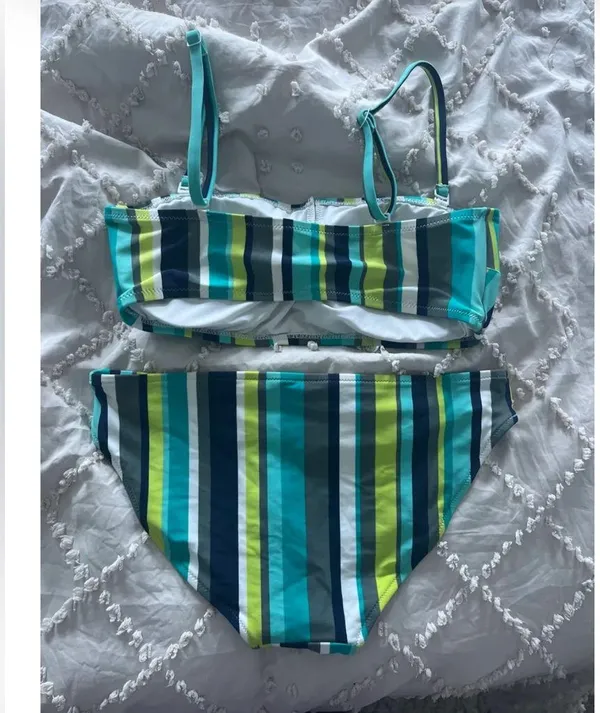Aerie Bikini - Green and Blue Stripes - Image 2