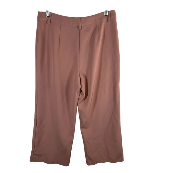 Avec Les Filles Womens Dusty‎ Rose Cropped Wide Leg Seam Front Trousers Size 6 - Image 2