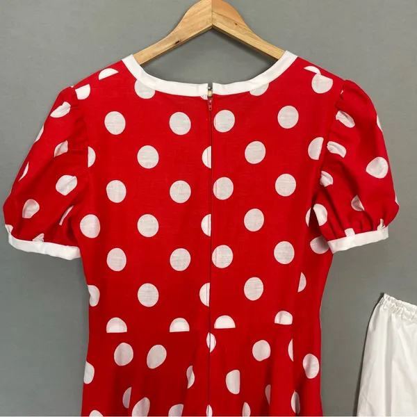 Handmade‎ Minnie Mouse Dress Halloween Costume Bloomers Red White Polka Dots - Image 5