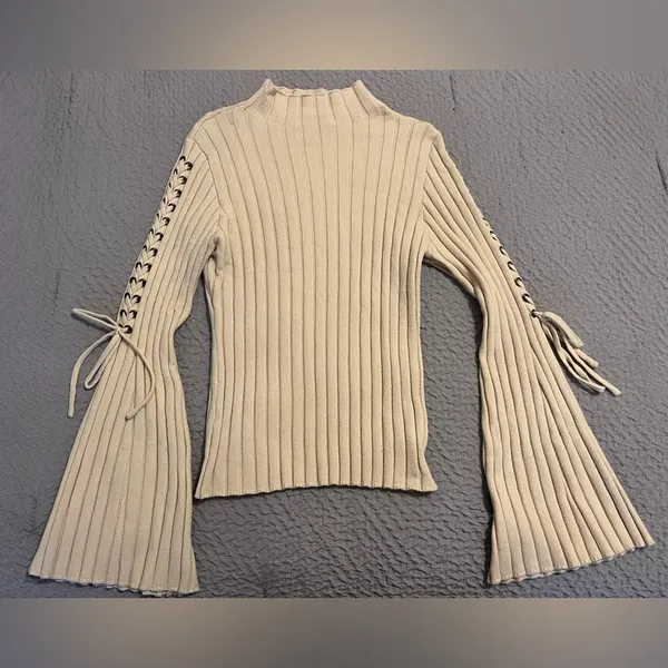 Buckle Wide Ribbed Sweater Size M - Image 7