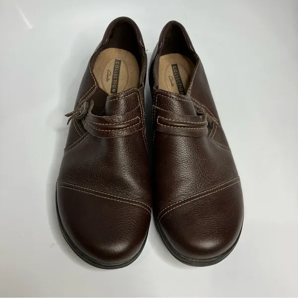 Clarks Cheyn Madi brown leather‎ slip on shoes size 10 - Image 3