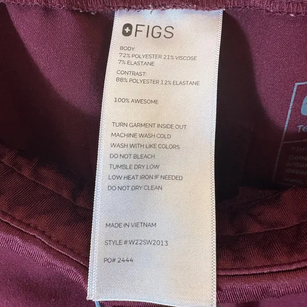 FIGS Technical‎ Collection High Waisted Yola Skinny Scrub Pants in Burgundy S - Image 6