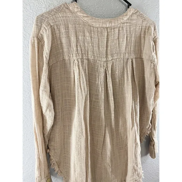 Free People Talk To Me Button Down Raw Hem Top - Image 15