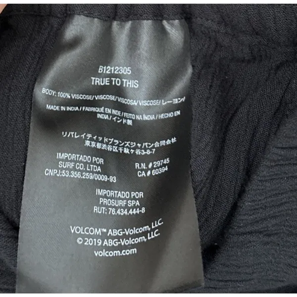 Volcom Wide Leg Crinkle Pants Size Small Black Stoneshine Junki Gothic Beach - Image 8