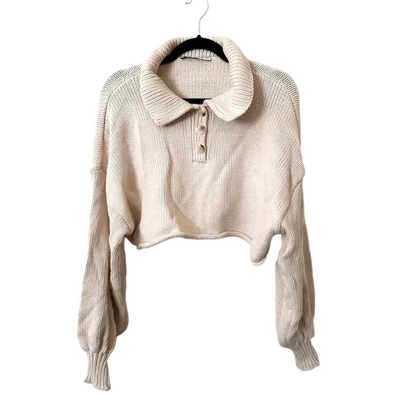 ZARA‎ Cropped Wide Sleeved Knit Sweater Sz Small - Image 2