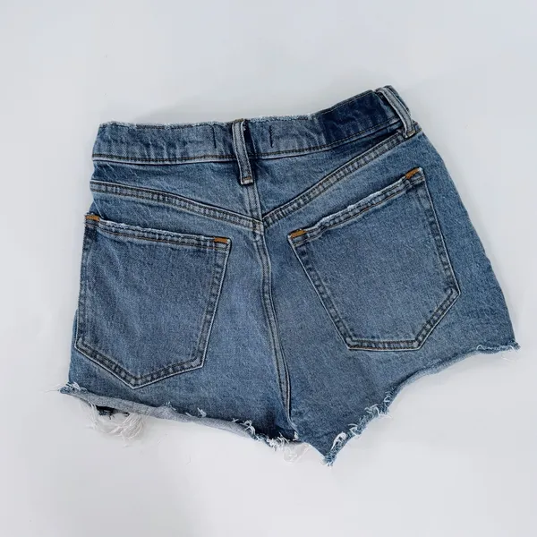 Abercrombie & Fitch Blue Denim Cutoff Shorts High Rise Distressed Frayed Hem 26 - Image 3