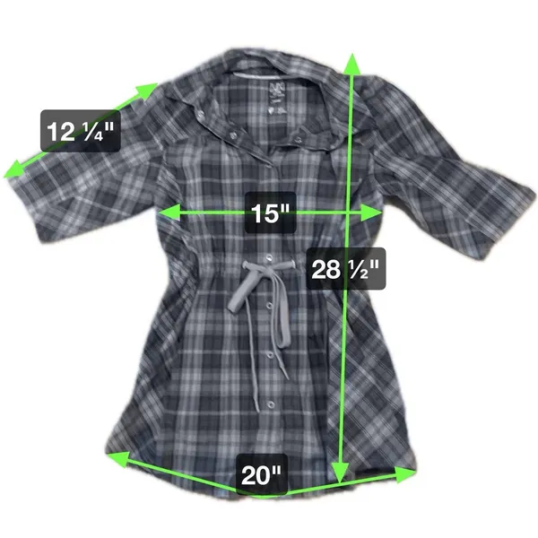 Helly Hansen Odin Women's Plaid Black Gray Snap Up Tie Waist Shirt SM GORP - Image 6