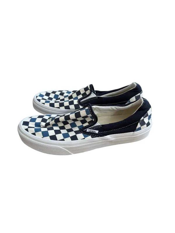 VANS Blue Checkerboard Slip On Sneakers Size Mens 6.5 Womens 8 - Image 9