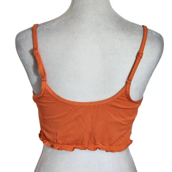 Aerie Orange Cropped Bikini Top NWT Size Medium Orange Textured Swim Top - Image 2