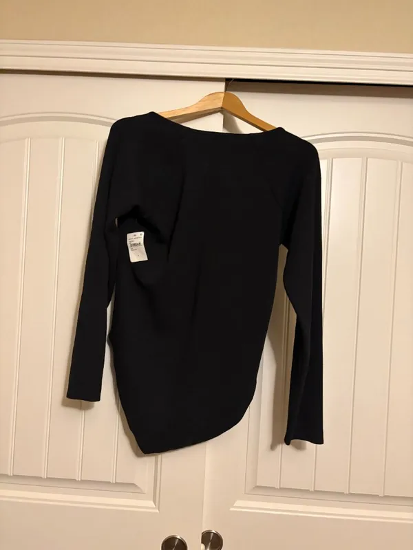 Good American Bodysuit Size 5 5X Solid Black Long Sleeve Snap Panel NEW NWT - Image 3