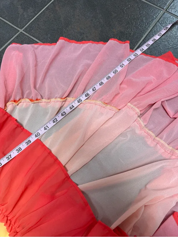 Champagne & Strawberry Multicolor Gradient High Low Long Sleeve Midi Dress Large - Image 13