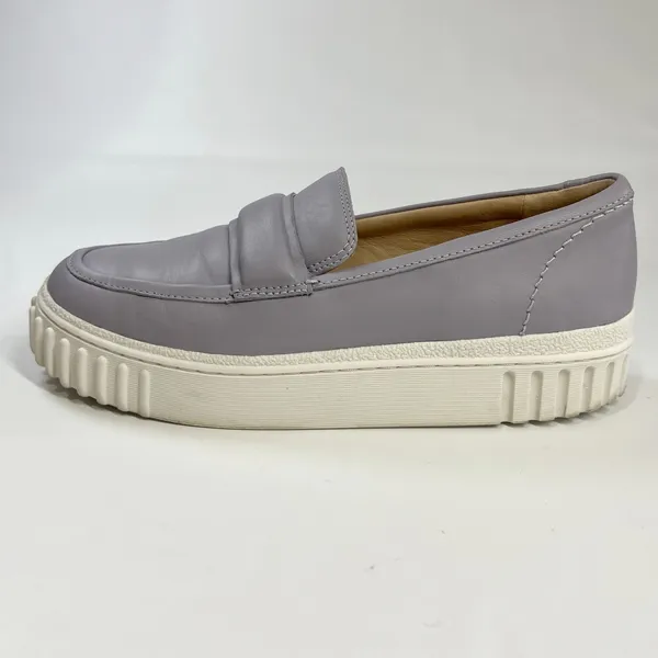 Clarks Women's Lavender Leather Loafers‎ Penny Platform Slip On Size 9.5 W EU 41 - Image 8