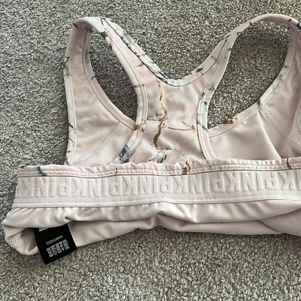 Victoria’s Secret PINK Marble Sports Bra Pastel Gym Top Racerback Size Large Y2K - Image 5