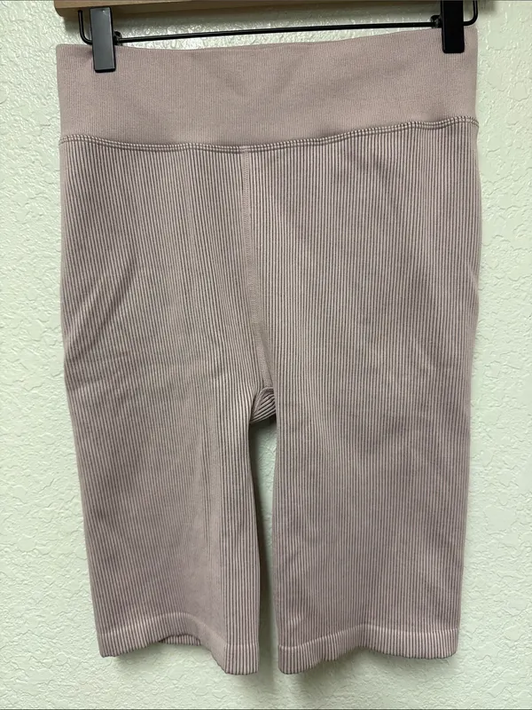 CALVIN KLEIN PERFORMANCE High-Rise Ribbed Bike Shorts - Dusty Pink Size Large - Image 6