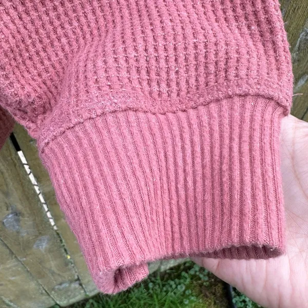 Old Navy Cozy Shrunk Waffle Knit Henley Sweater in Pink Bamboo Sz XXL - Image 6