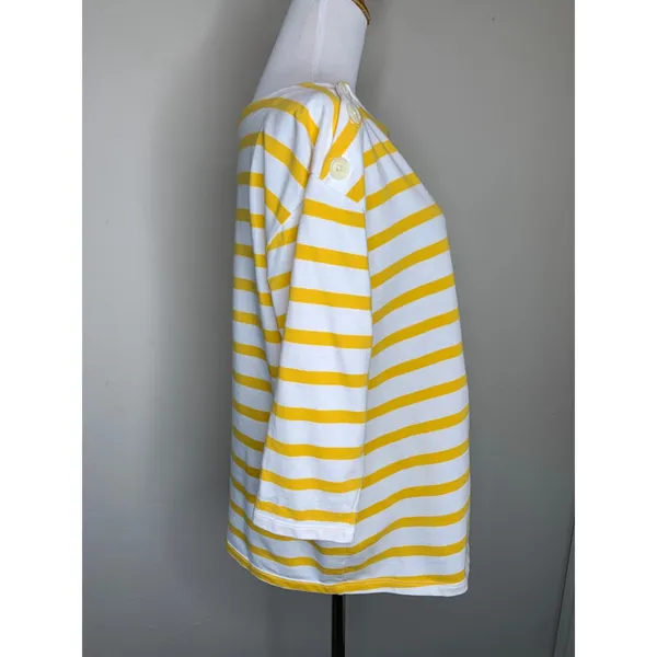 Nines by Hatch Yellow Boat Neck Stripe Top Sz Small - Image 4