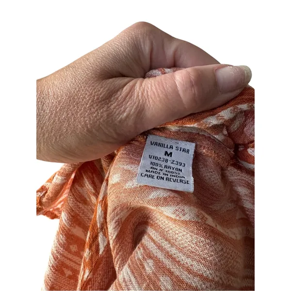 Vanilla Star Rust Orange Tribal-Print Button Front Blouse - Image 5