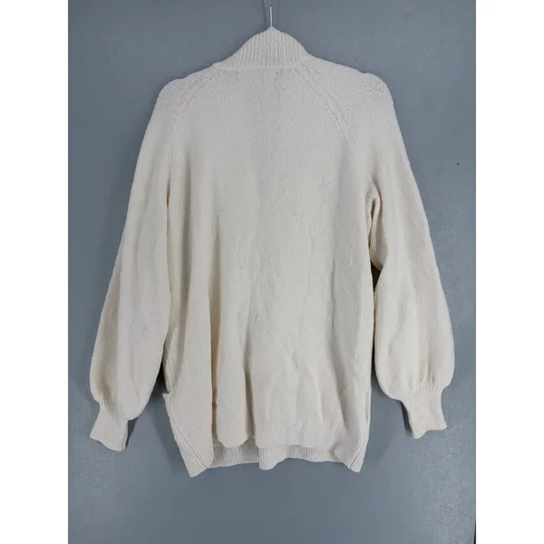 LOFT Womens Sweater Cream Wrap Front Boucle Balloon Sleeve‎ XL - Image 3
