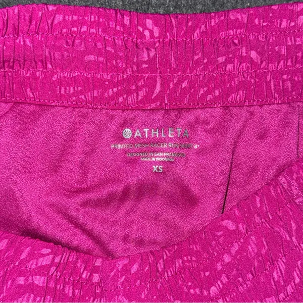 Athleta Printed Mesh Racer Run Shorts Electric Fuchsia Pink 4” Inseam Women’s XS - Image 8