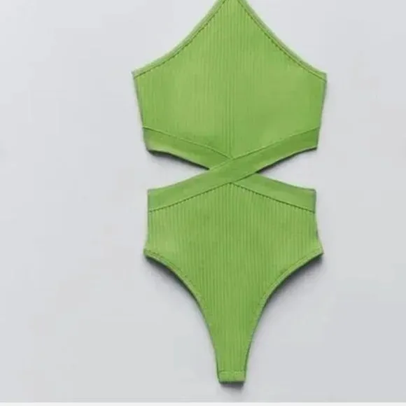 NWT Zara Green Halter Style Knit Bodysuit 0858/811 Size Large - Image 2