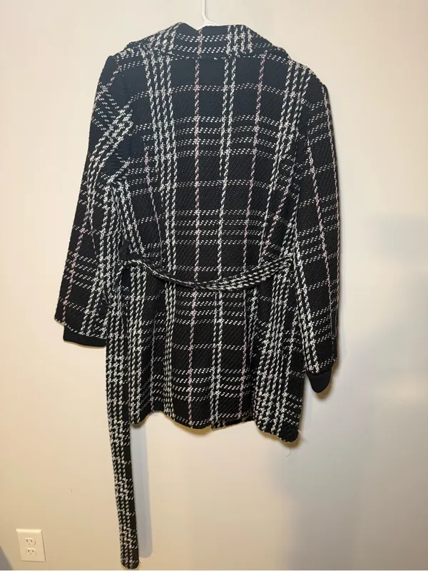 NWT Vintage Wet Seal Plaid Belted Coat Women XL Y2K Black Pink - Image 7