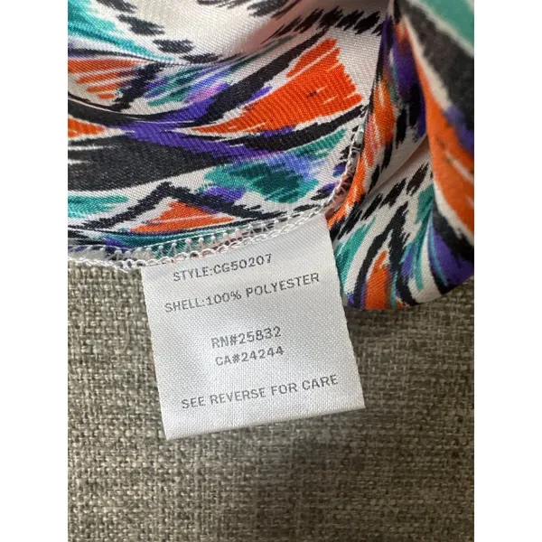 Cowgirl Up Womens Colorful Southwestern Aztec Print Blouse Large Blue Orange - Image 5