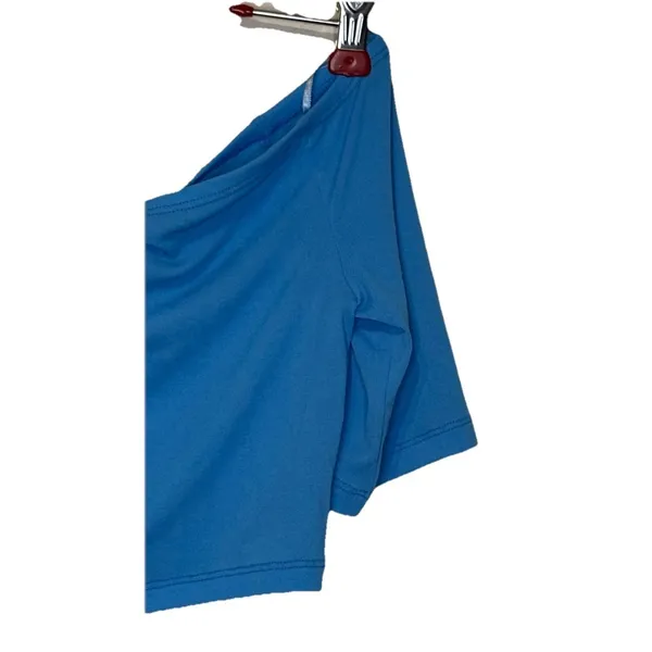 Zara Women Top Cropped Short Sleeve Off‎ Shoulder Stretch Blue Size Medium NWT - Image 7