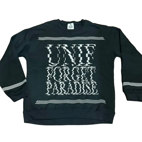 UNIF ‘Forget Paradise’ Pullover Crewneck Sweatshirt - Size Large - Black & White - Image 12