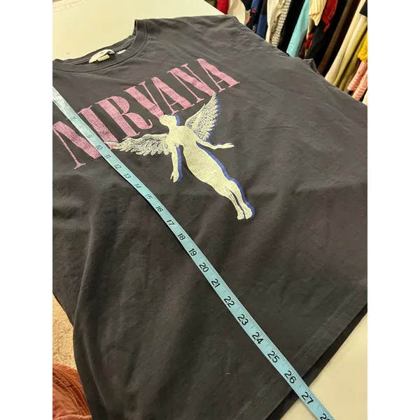 Hennes & Mauritz Nirvana Gray Worn in Oversized Cotton Short Sleeve Graphic Tee Shirt Size XXL - Image 11