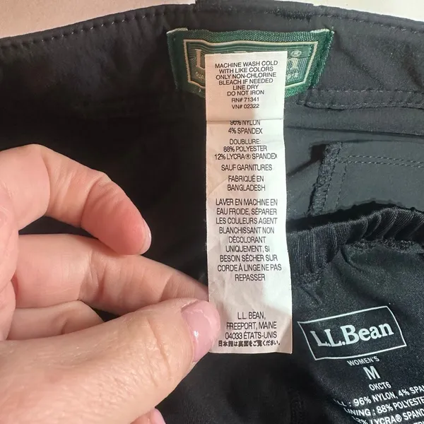 LL Bean Comfort Cycling Capris Pants Removable Shorts Size Medium‎ Black Hiking - Image 4
