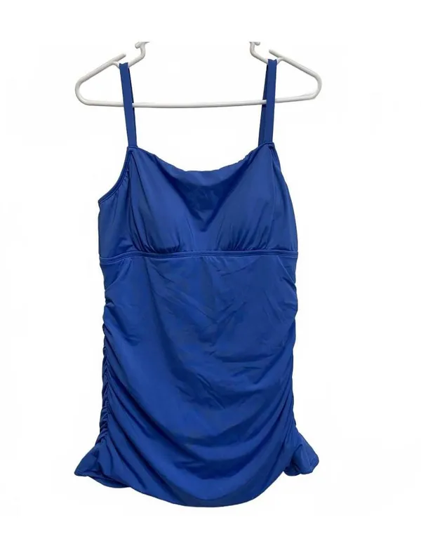 Jantzen Dungaree Blue Solid Modest UPF 50 Swim Dress Size 12 - Image 3