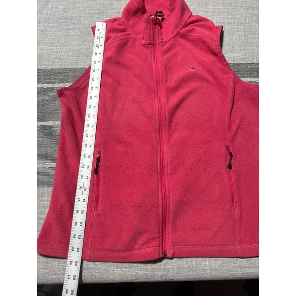 Vineyard Vines Fleece Vest Women's Size L Pink Zip‎ Up Sleeveless Outerwear - Image 2
